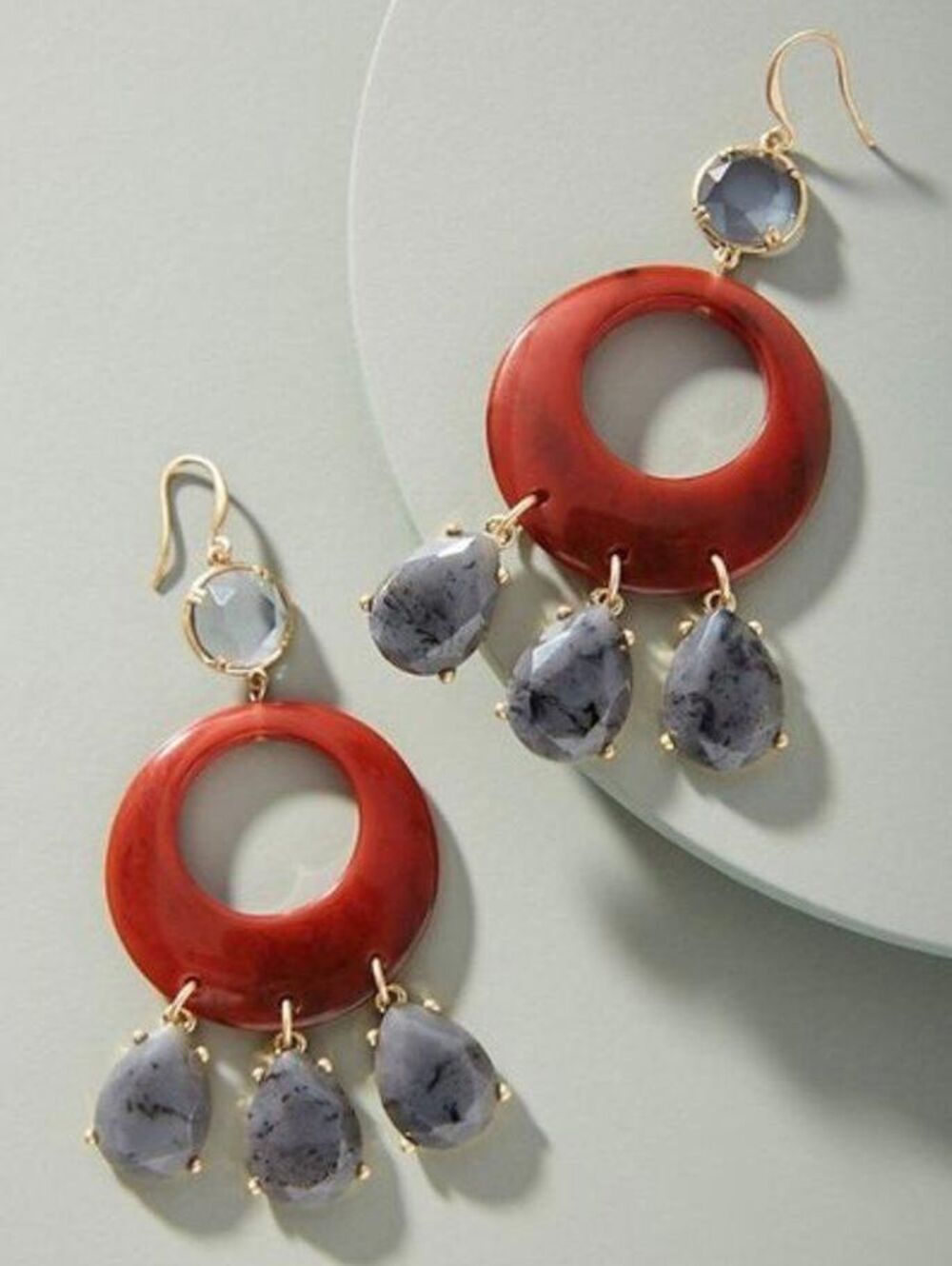 Anthropologie Resin Circular Drop Earrings
